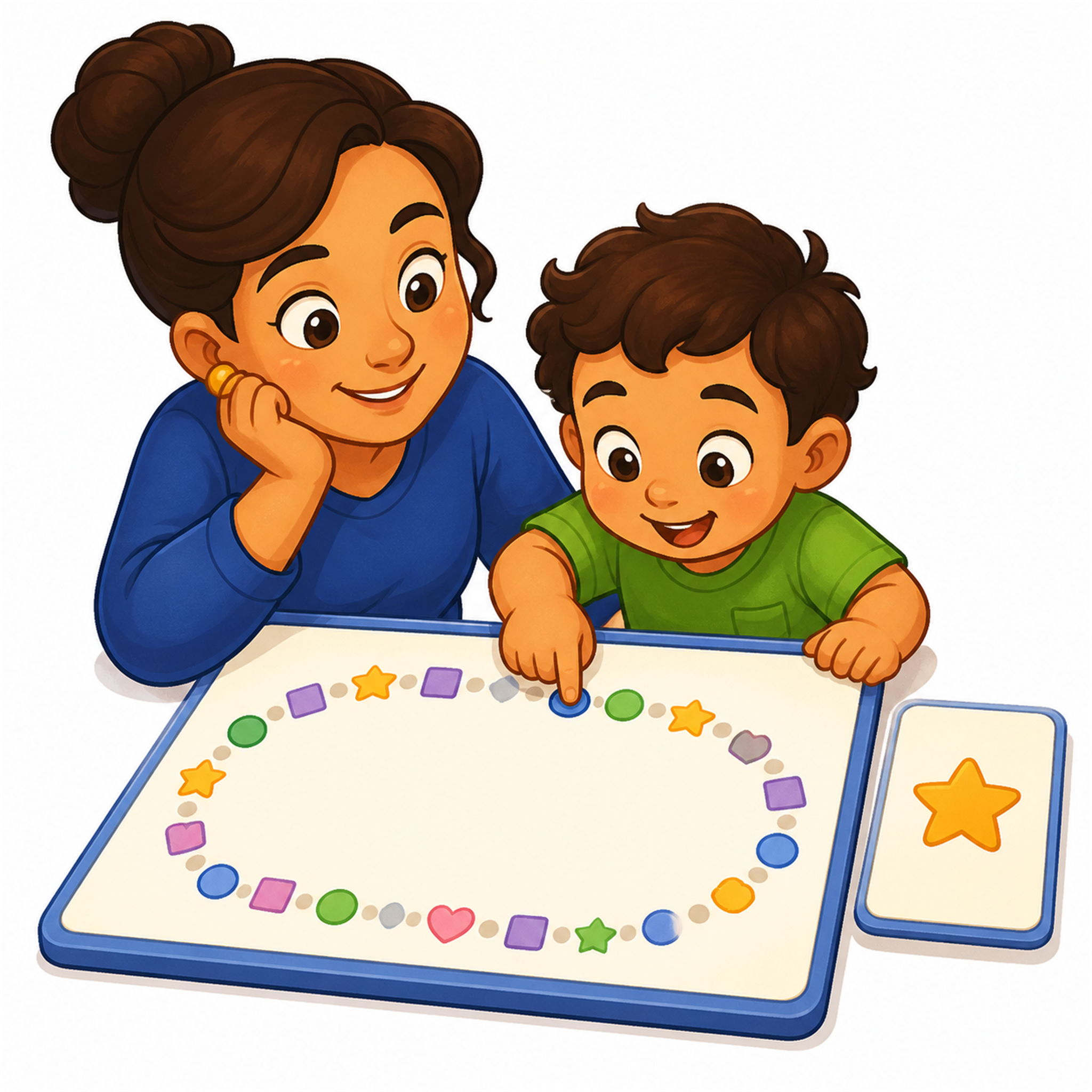 Rounded colorful shapes arranged as a repeating loop.